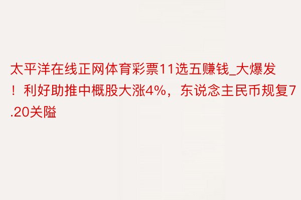 太平洋在线正网体育彩票11选五赚钱_大爆发！利好助推中概股大涨4%，东说念主民币规复7.20关隘