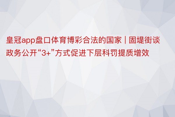 皇冠app盘口体育博彩合法的国家 | 固堤街谈政务公开“3+”方式促进下层科罚提质增效