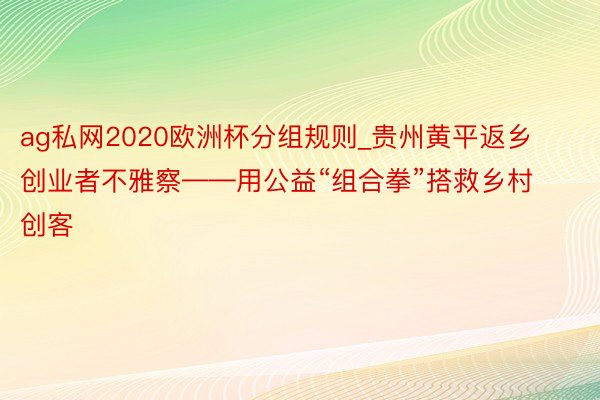 ag私网2020欧洲杯分组规则_贵州黄平返乡创业者不雅察——用公益“组合拳”搭救乡村创客